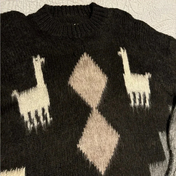 Aymara 100% Alpaca Vintage Handmade Crew Neck Sweater - Picture 2 of 7